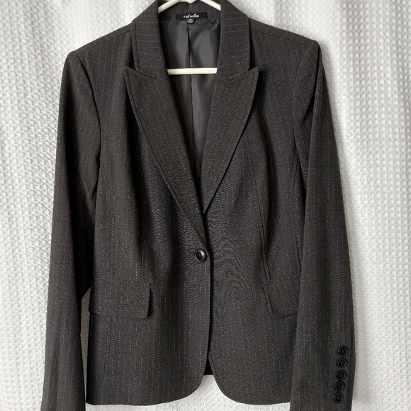 $94 Rafaella Size 10 Charcoal 2 Way Stretch Blazer - Picture 2 of 9